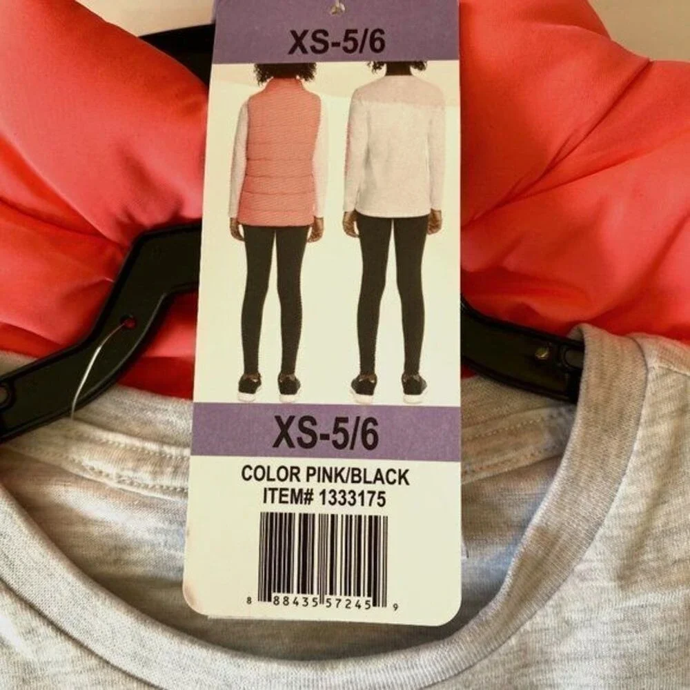 PUMA Girl's Vest Long Sleeve Shirt Leggings 3pc X-Small 5/6 Coral/Gray/Black NWT - Picture 4 of 5